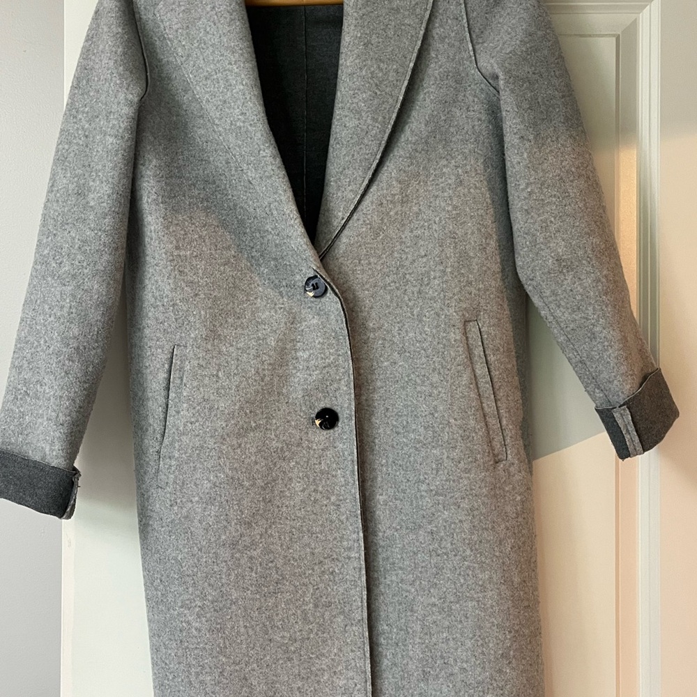 Only Gray Trench Coat with Notched Lapels